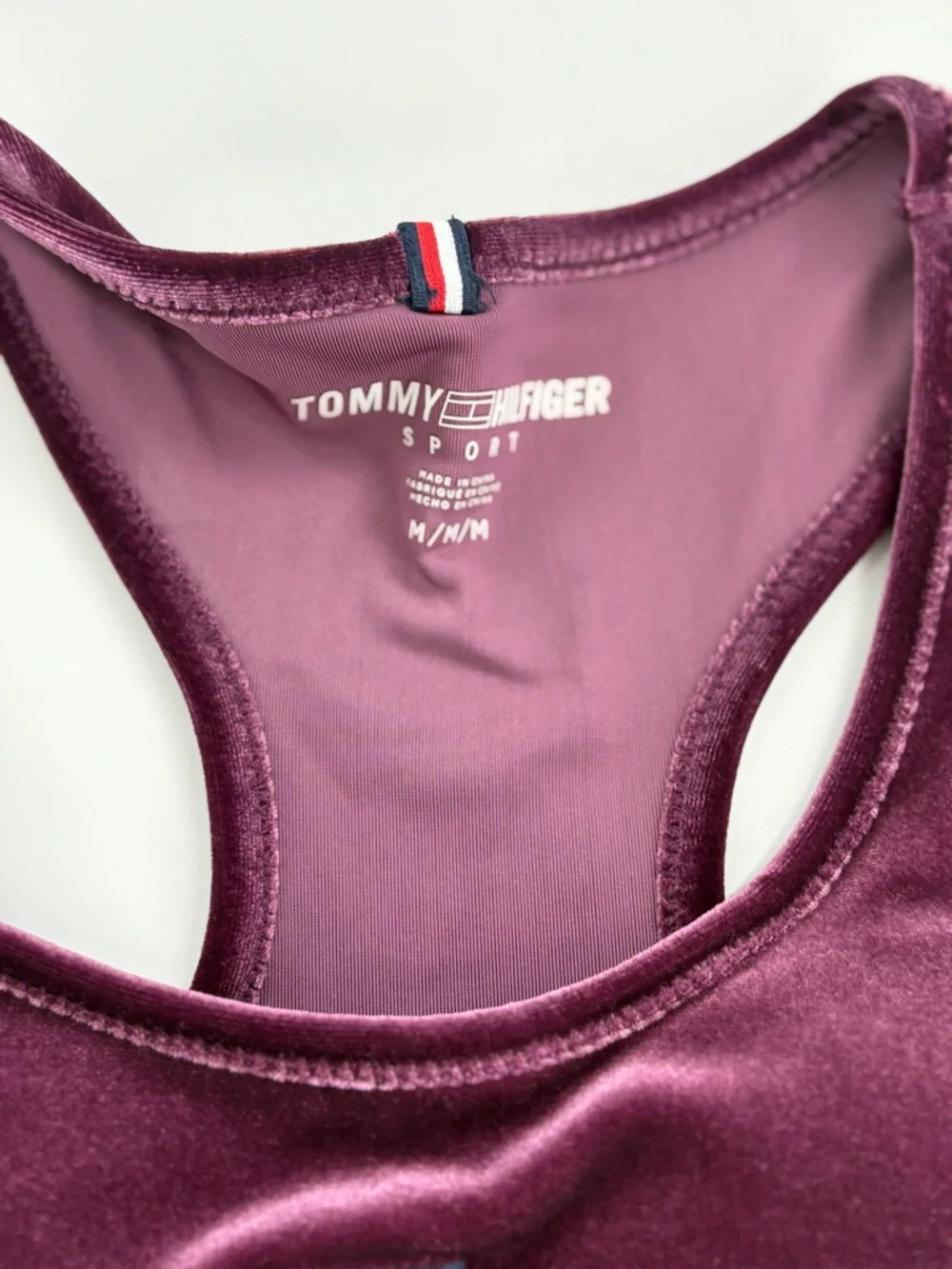 Tommy Hilfiger Velvet Racerback Sports Bra - Plum - Picture 2 of 9